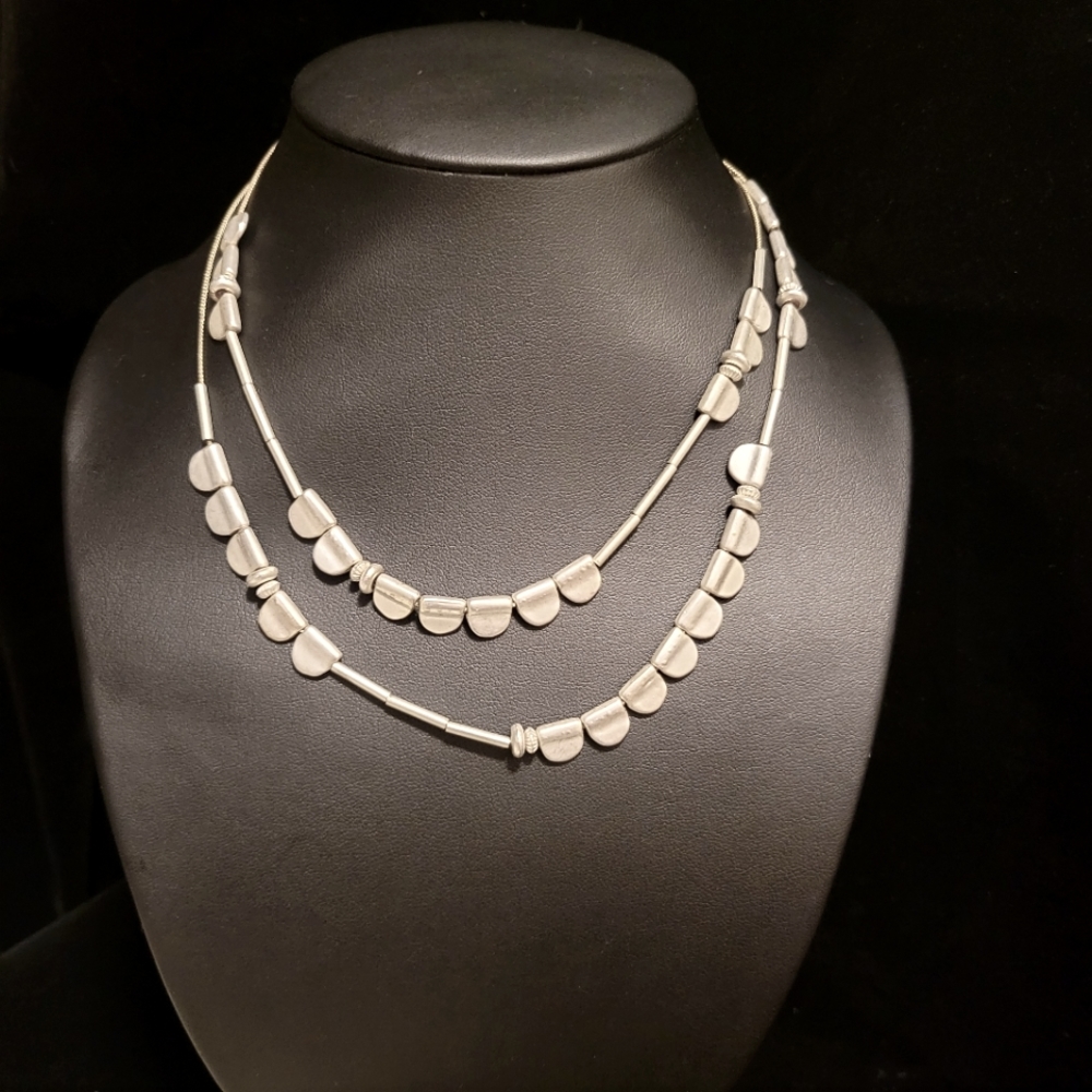 Vintage Brushed Metal Layering Necklace - Picture 2 of 4
